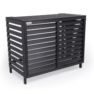 Airco Cover Buitenunit Staand Houtlook Zwart