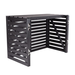 Airco Cover Buitenunit Wandmontage Houtlook Grijs