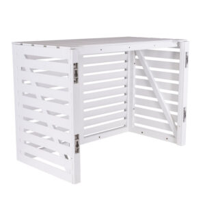 Airco Cover Buitenunit Wandmontage Houtlook Wit