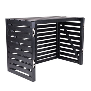 Airco Cover Buitenunit Wandmontage Houtlook Zwart